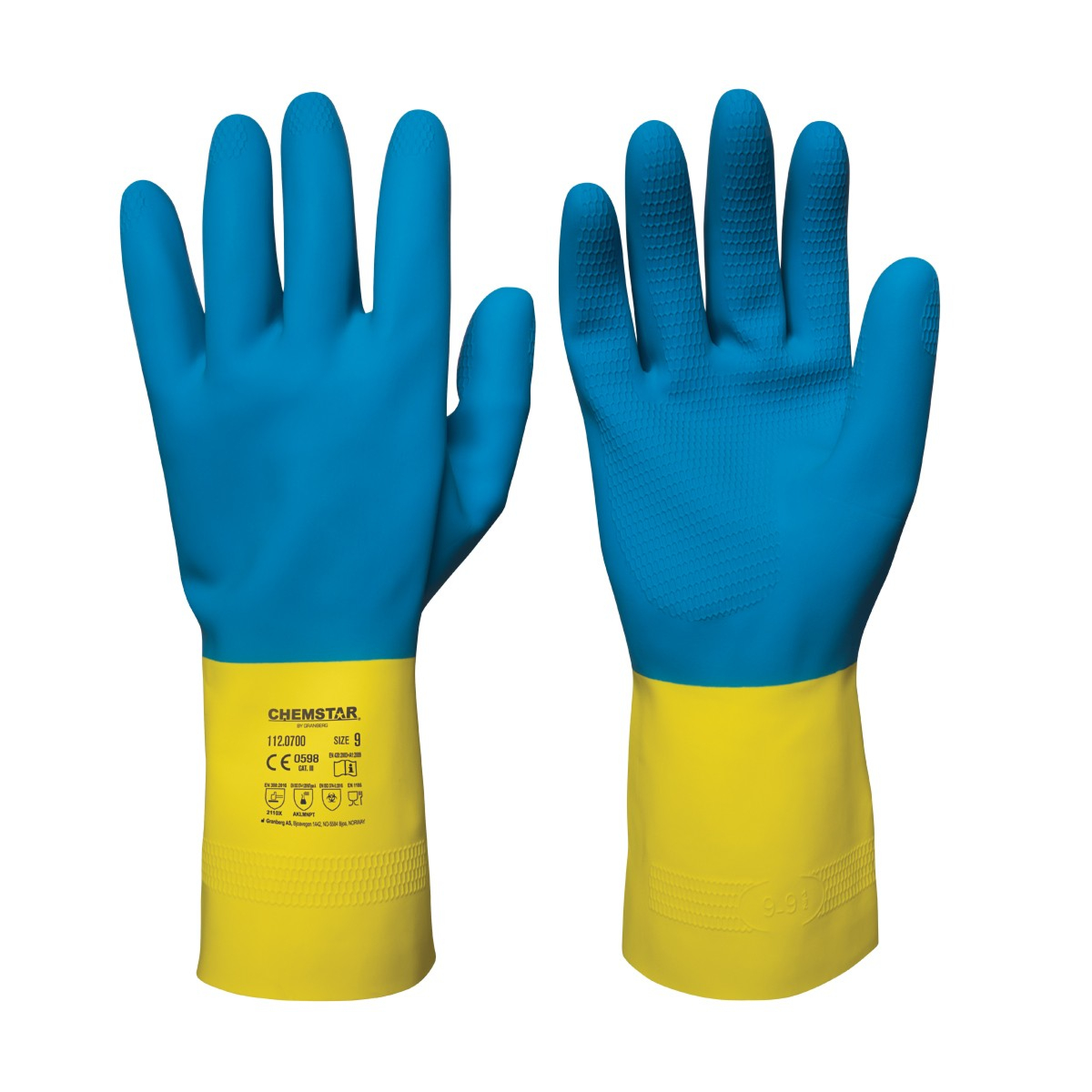 Lateksikemikaalinkestävät käsineet Chemstar®, 12 paria