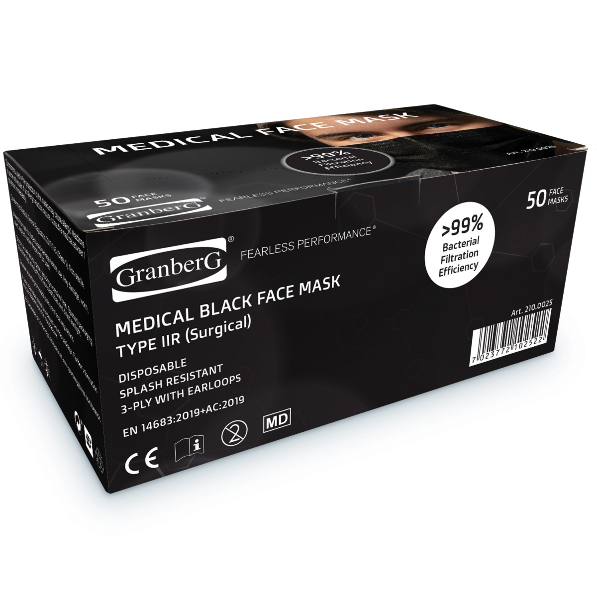 Mustat kirurgiset kasvomaskit, 50 kpl