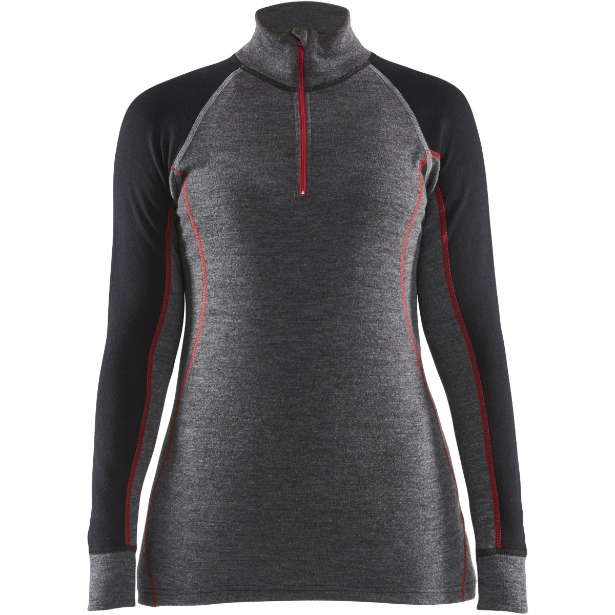 7299 Naisten pitkähihainen vetoketjullinen aluspaita XWarm, 100% merinovilla