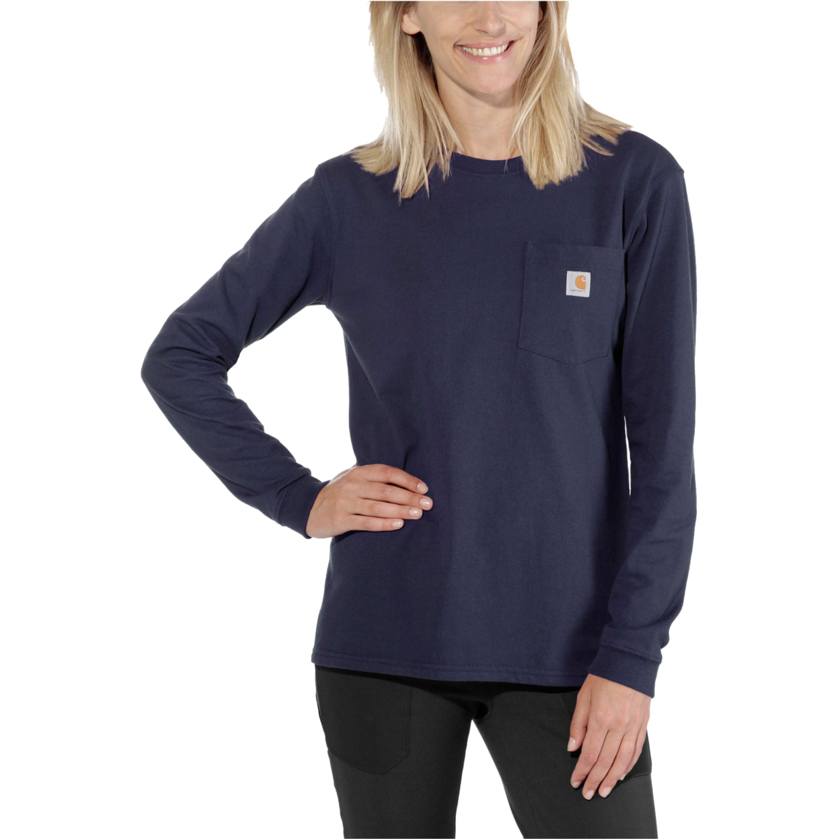 Väljä istuvuus, paksu pitkähihainen t-paita, jossa taskut