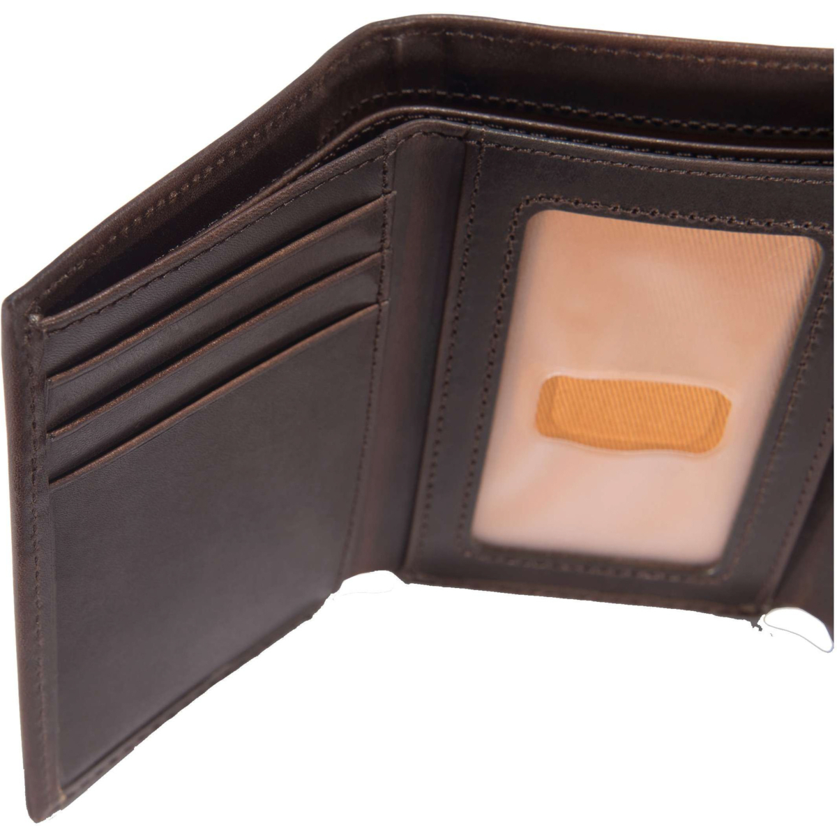 Oil tan leather trifold wallet